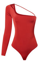 Load image into Gallery viewer, One Shoulder Strap Bodysuit-Red
