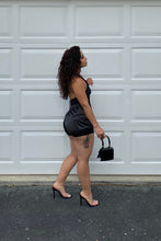 Load image into Gallery viewer, High Waist Black Satin Cargo Shorts
