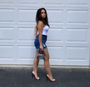 Dark Stone Denim Shorts