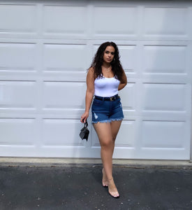Dark Stone Denim Shorts